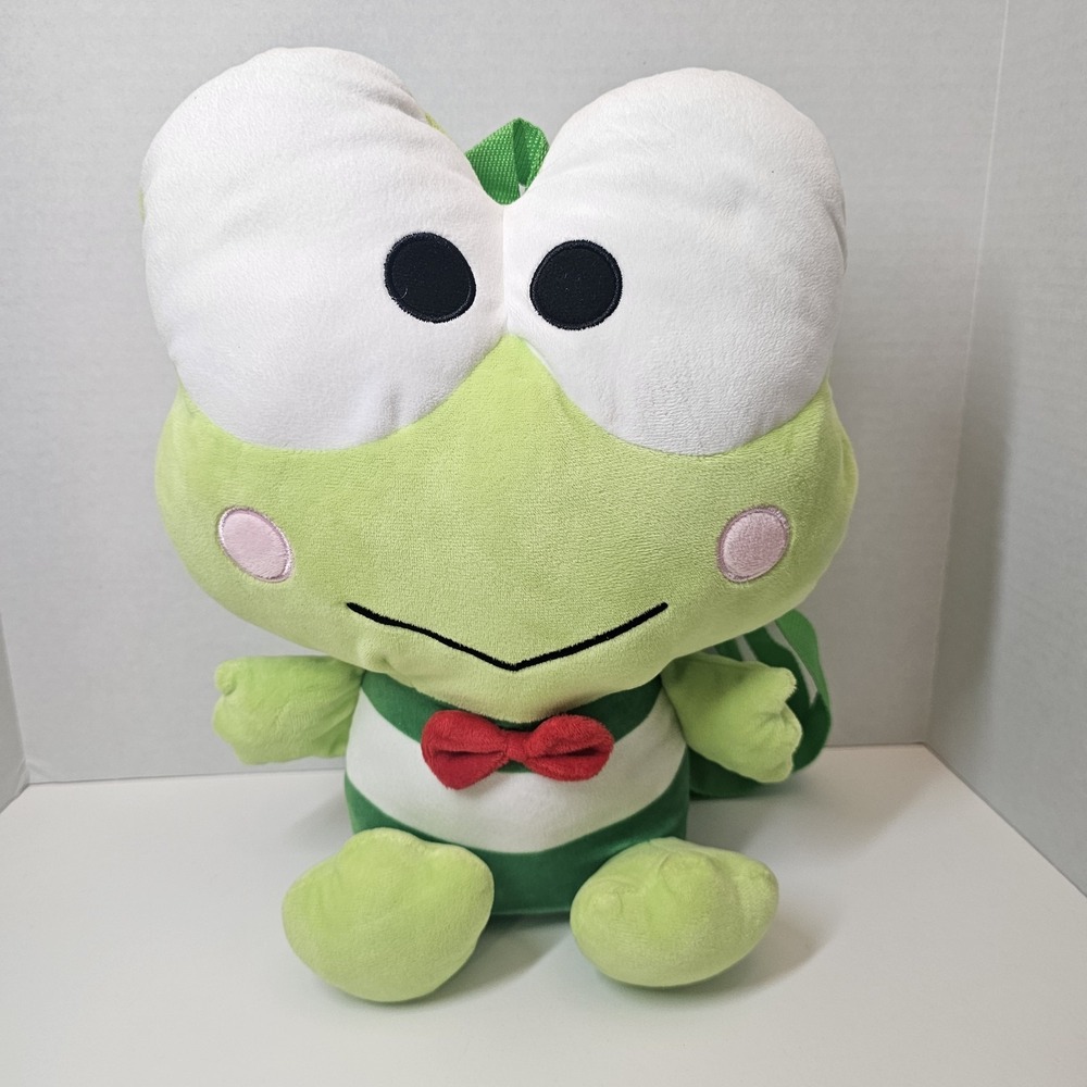 Sanrio Keroppi 14" Plush Backpack Authentic Hello Kitty Frog Bag Tote Purse